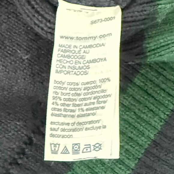 Tommy Hilfiger Blue Green Plaid Tartan Yellow Logo Quarter Zip Sweater size L - Picture 5 of 13